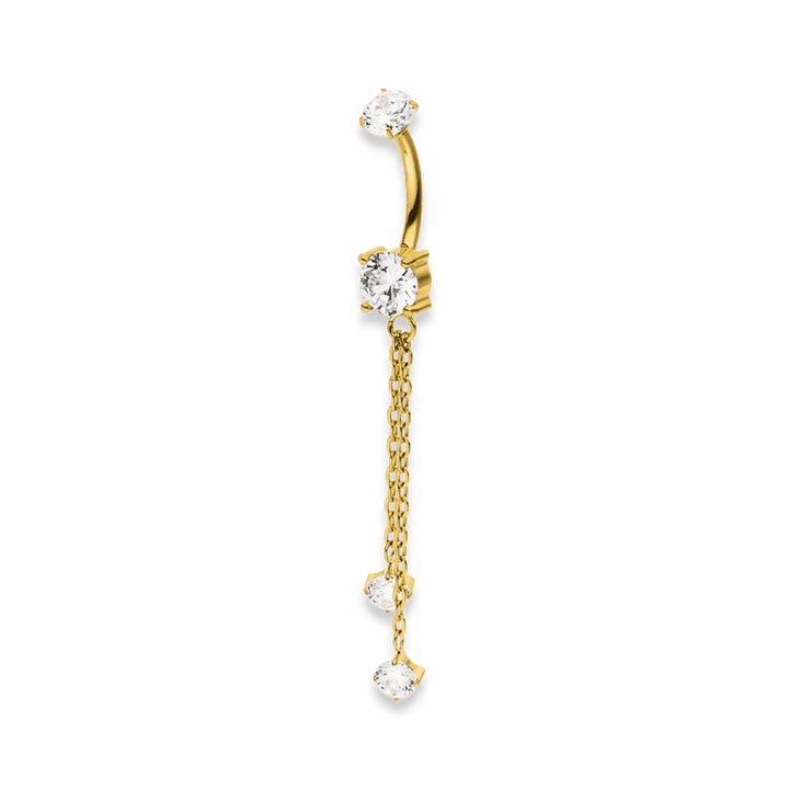 Bauchnabelpiercing mit Anhänger lang Titan gold