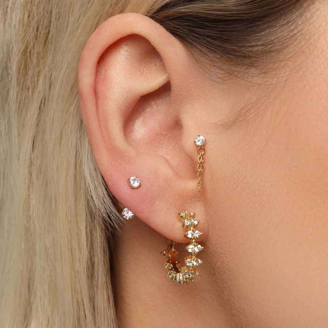 Helix Piercing Stein mit Kette Labret Titan