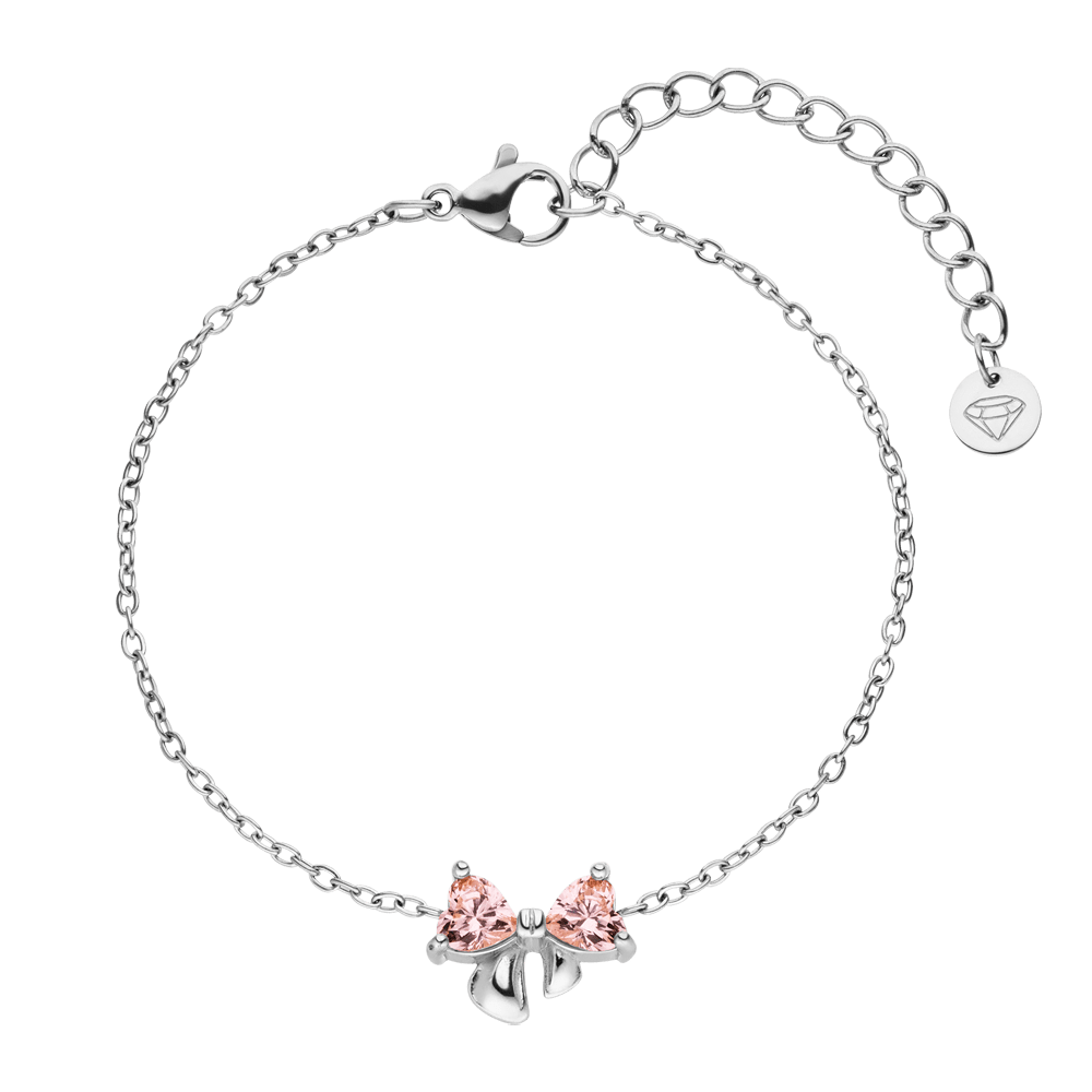 Schleifen Armband wasserfest Silber Rosa Steinchen Edelstahl