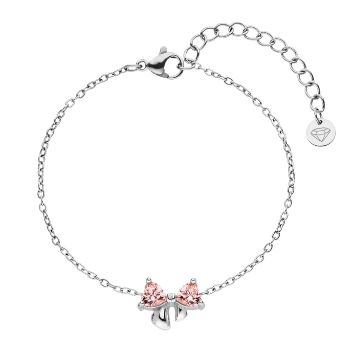 Schleifen Armband wasserfest Silber Rosa Steinchen Edelstahl