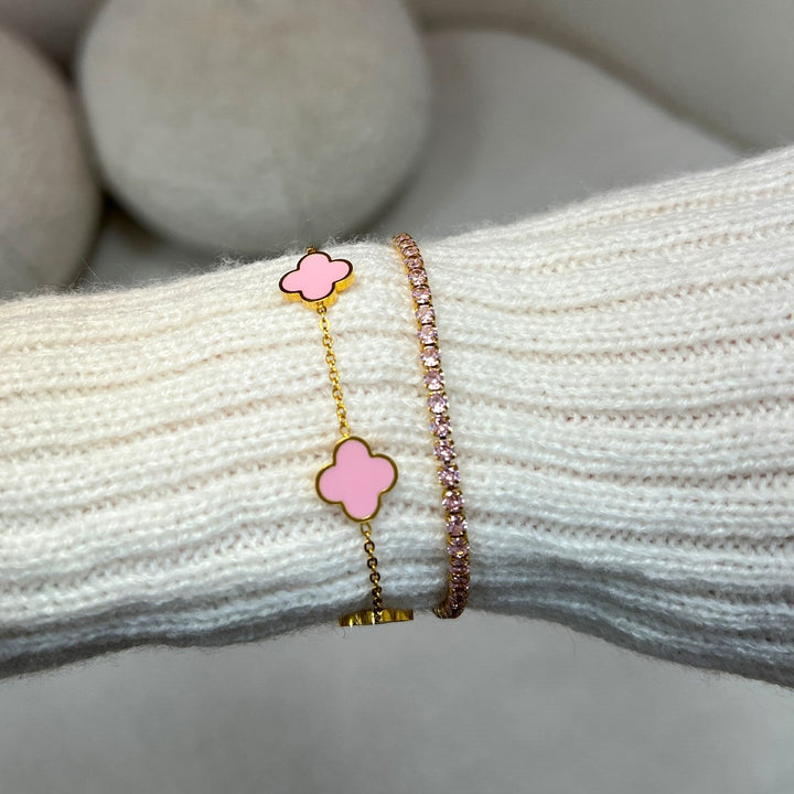 Rosa Tennis Armband | 18K vergoldet