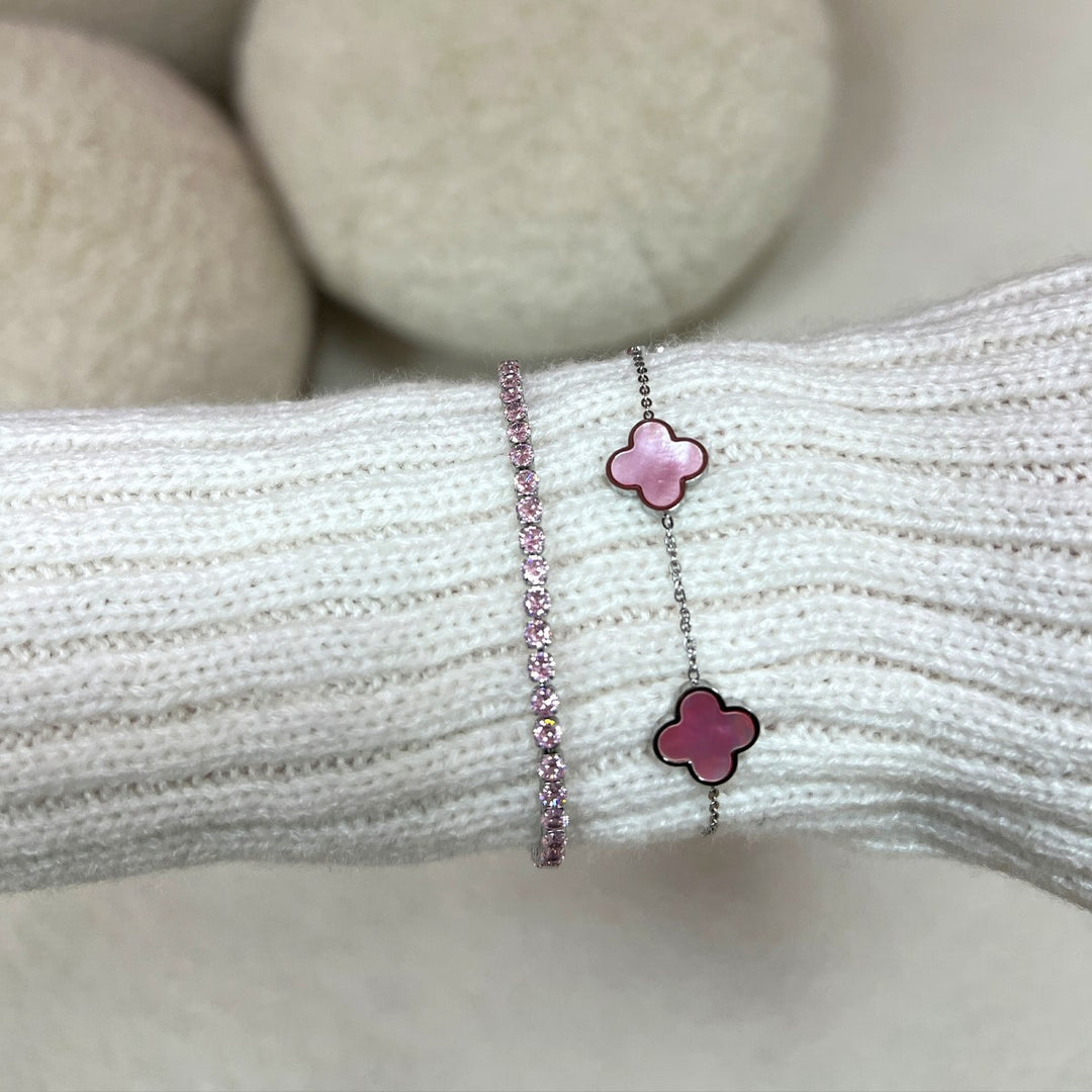 Rosa Tennis Armband | 18K vergoldet
