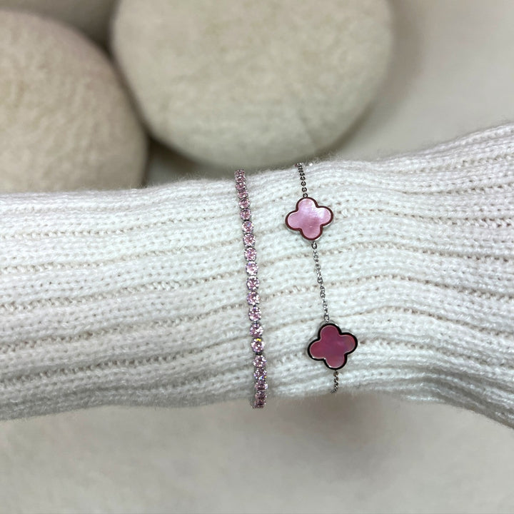 Rosa Tennis Armband | 18K vergoldet