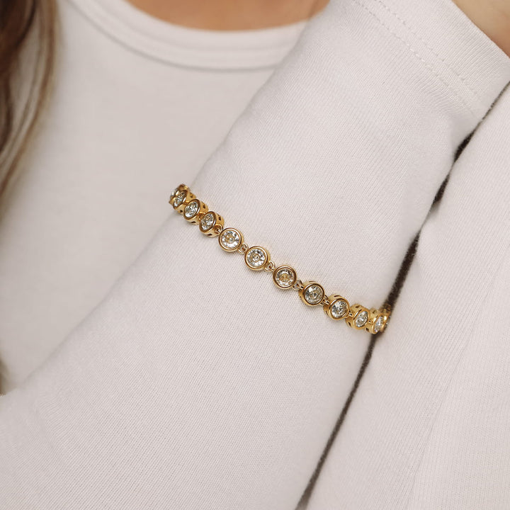 Zirkonia Armband wasserfest Edelstahl Steinchen 18K vergoldet