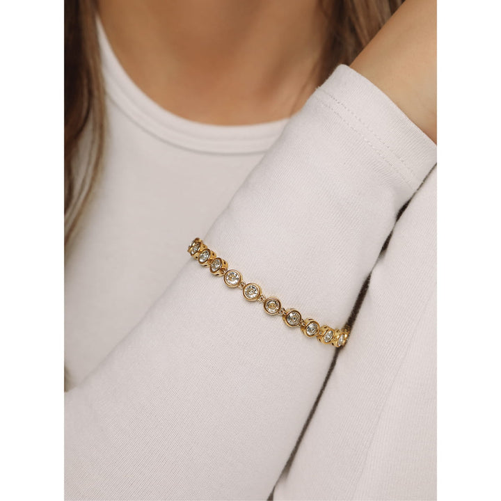 Damen Armband Glitzer Steinchen wasserfest Edelstahl 18K vergoldet