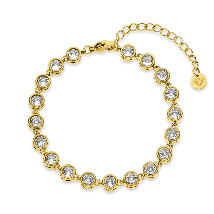 Glitzer Armband Zirkonia Edelstahl wasserfest 18K vergoldet Damen
