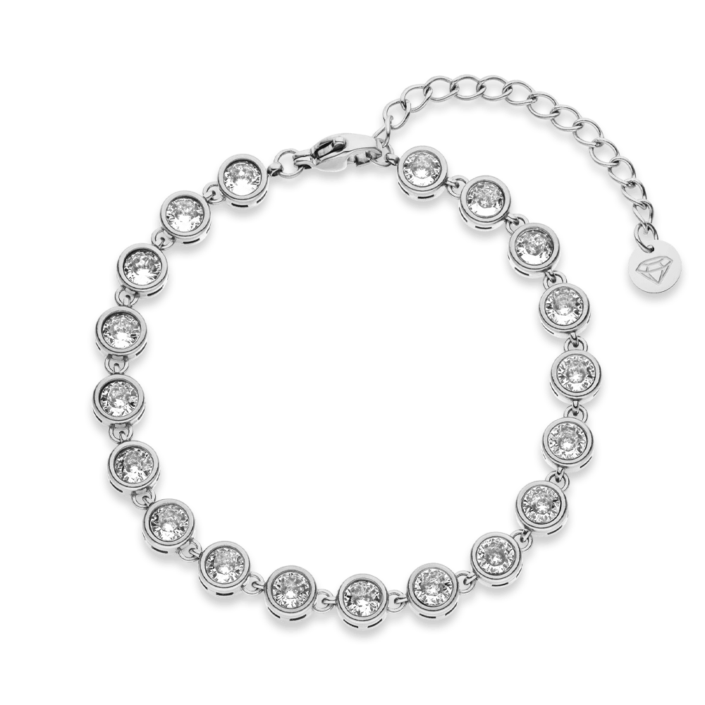 Elegantes Armband Damen Edelstahl Silber wasserfest Steinchen