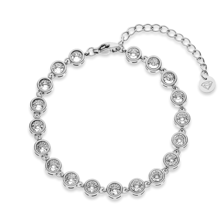 Elegantes Armband Damen Edelstahl Silber wasserfest Steinchen