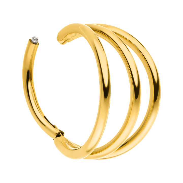 Clicker Piercing gold wasserfest Titan Dreifach Segmentring