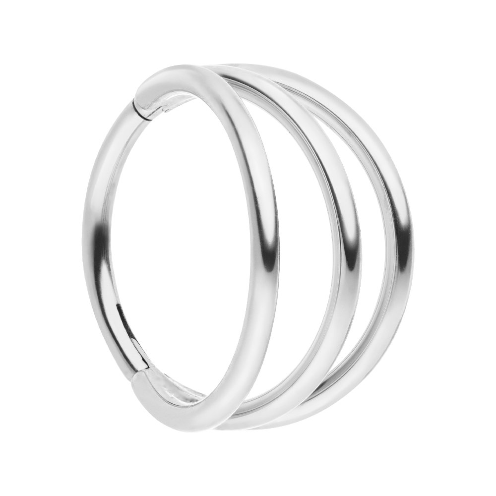Dezentes Clicker Dreifach Piercing Titan Silber Segmentring