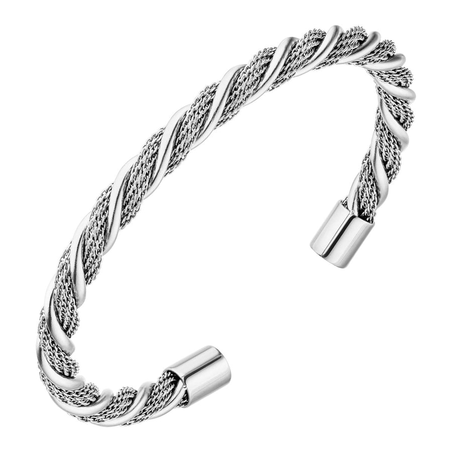 Kordel Armreif Silber Edelstahl wasserfest gedrehtes Armband