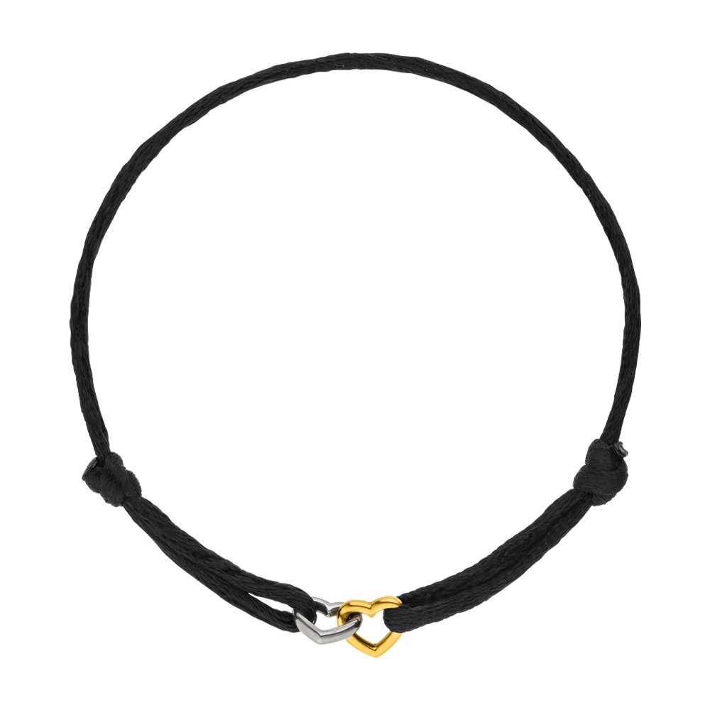 Herz Armband verbundene Herzen Gold Silber Stoffarmband