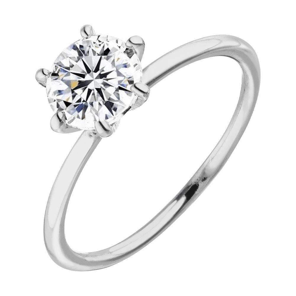 Dünner Ring mit Stein Damen Silber Prinzess-Schliff