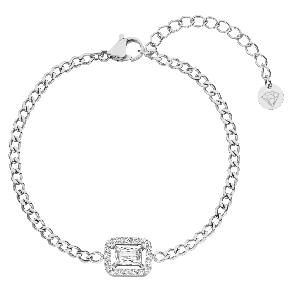 Gourmet Armband wasserfest Glitzer Steine Silber Chirurgenstahl 316L