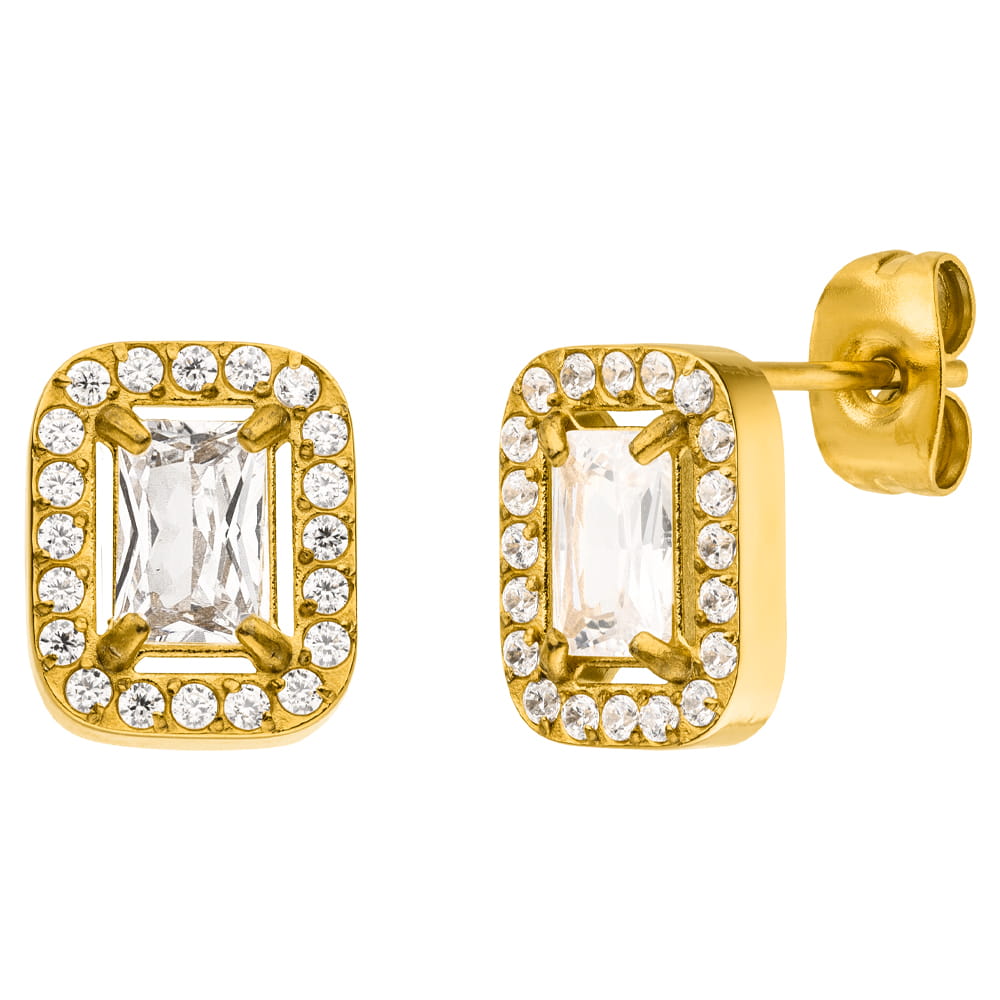 Glitzer Ohrstecker Chirurgenstahl wasserfest 18K vergoldet elegant