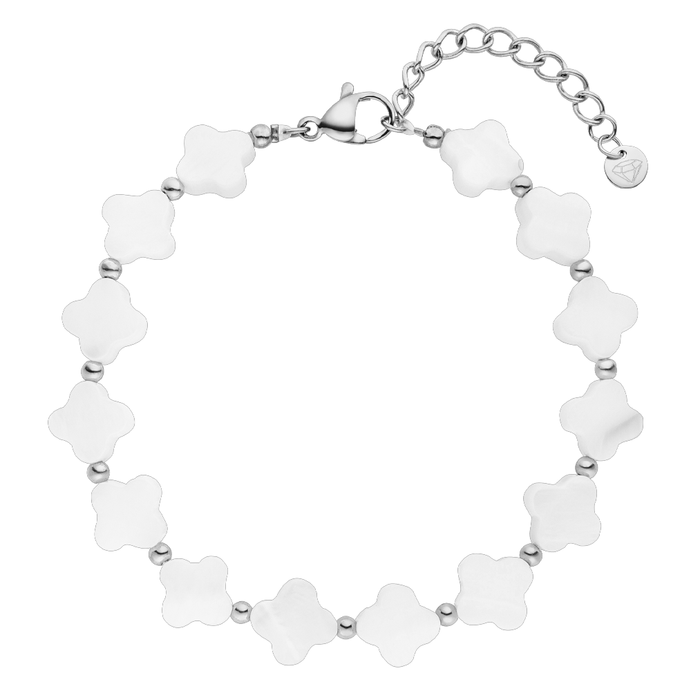 Kleeblatt Armband Weiß Silber wasserfest