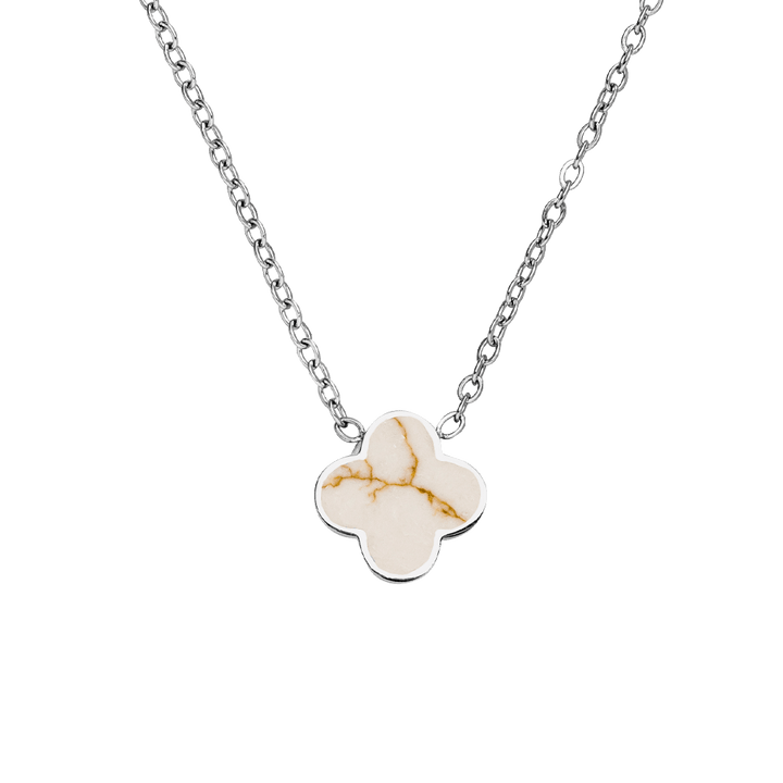 White Gold Clover Necklace | 18K gold plated