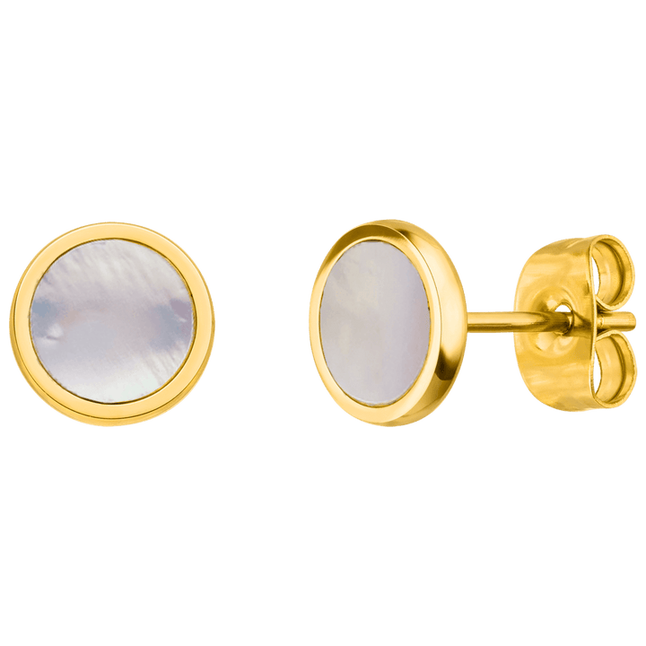 White Shimmer Stud Earrings | 18K gold plated