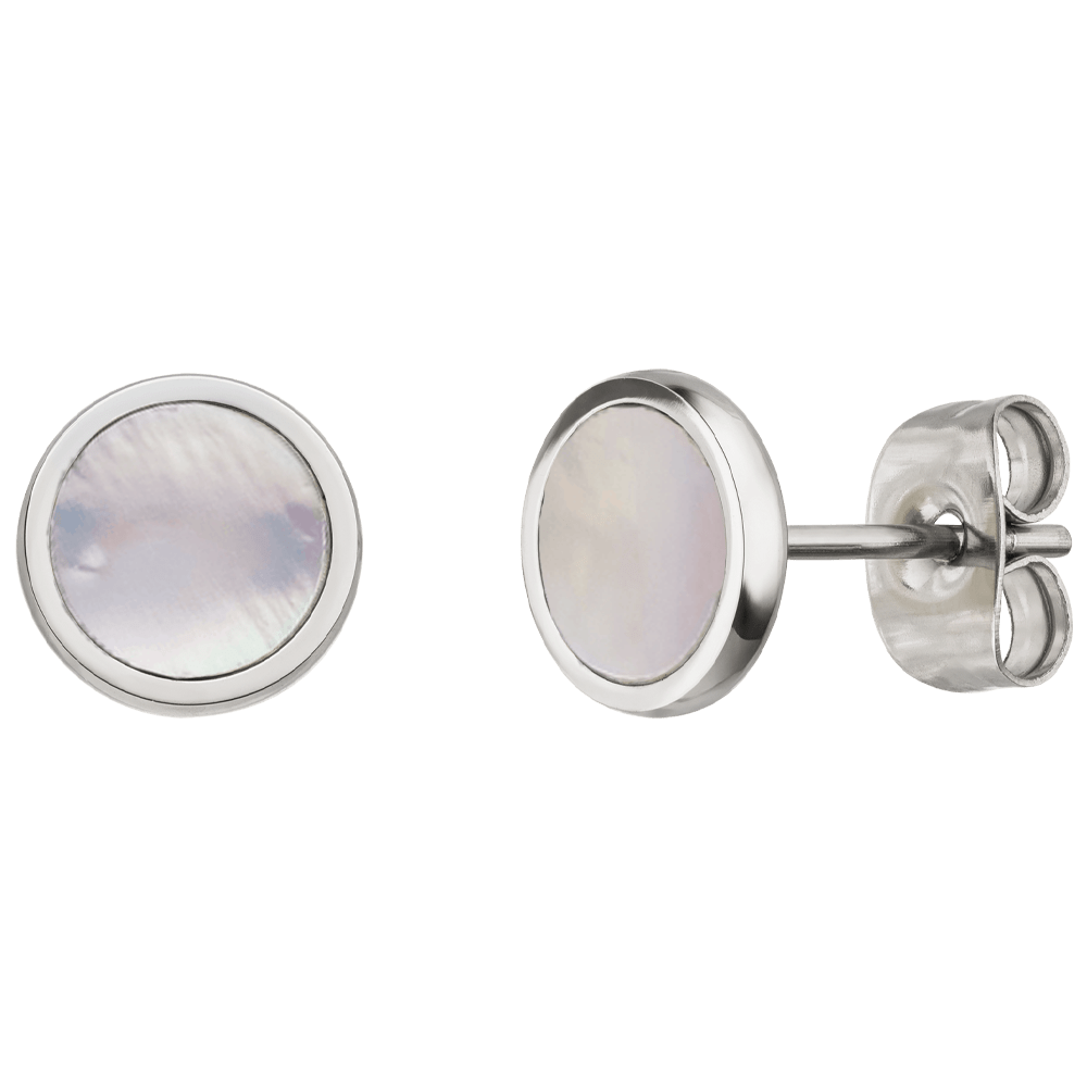 Ohrstecker perlmutt Design Chirurgenstahl Hochglanz poliert