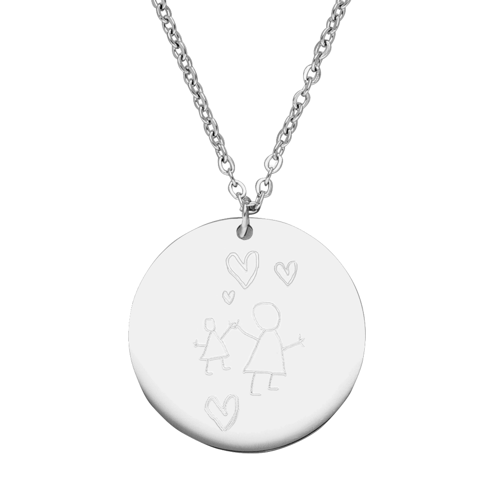 Zeichnung Kette Gravur Silber wasserfest Coin