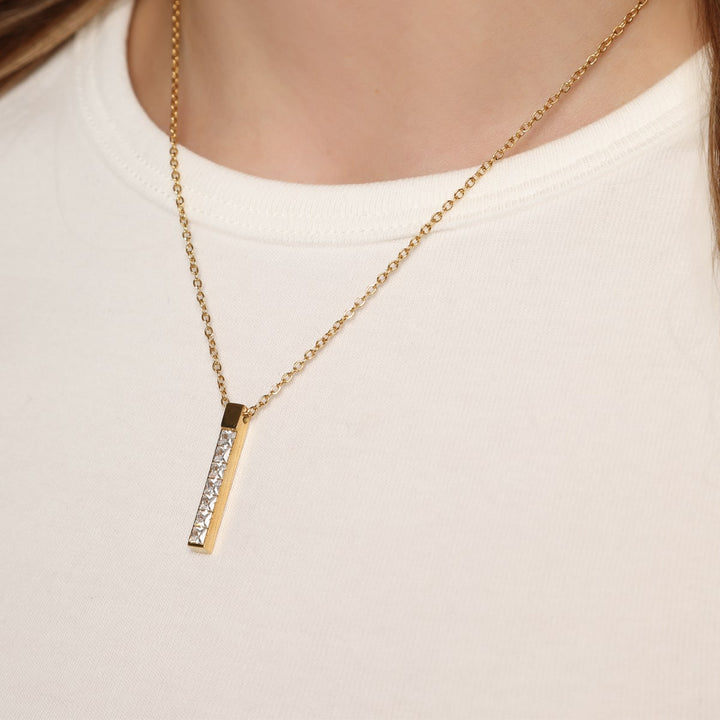 Zirkonia Stabkette Bar Halskette 18K vergoldet