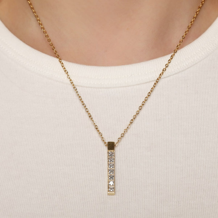 Stab Halskette 18K vergoldet für Frauen Barkette Zirkonia