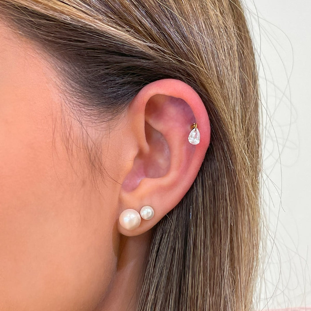 Helix Piercing Tropfenstein vergoldet 
