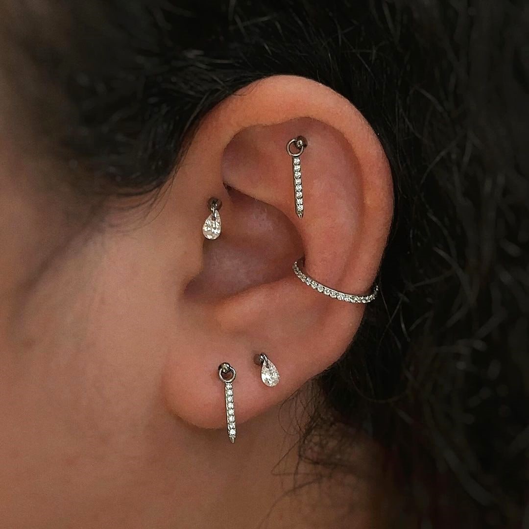 Ohrpiercing Tropfenanhänger Zirkoniastein Helix Forwardhelix Tragus Lobe
