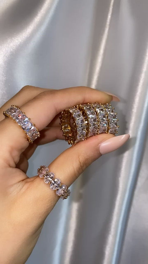 Baguette Ringe mit Zirkonia Steine Gold 18K vergoldet
