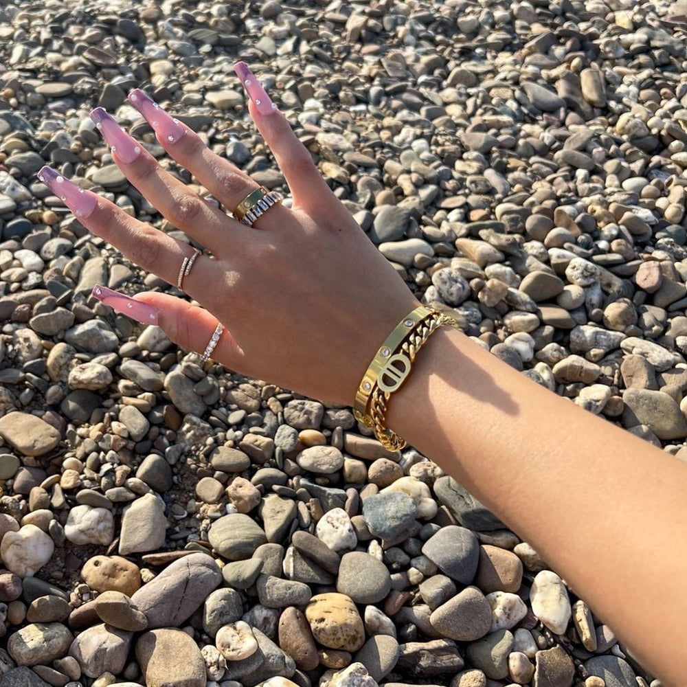 18 Karat vergoldetes Gourmet Armband aus Edelstahl wasserfest