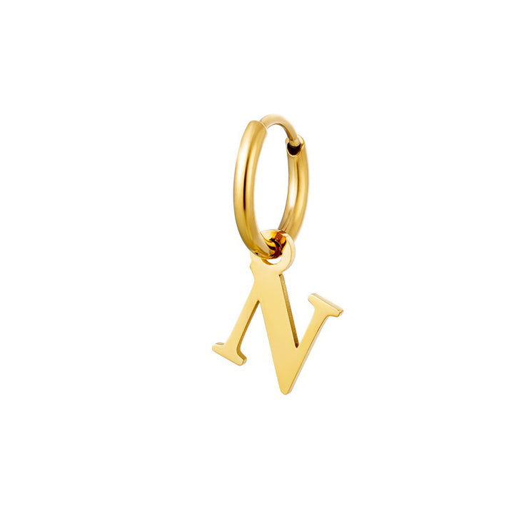 Ohrring mit Buchstabenanhänger Gold 18K vergoldet Edelstahl wasserfest