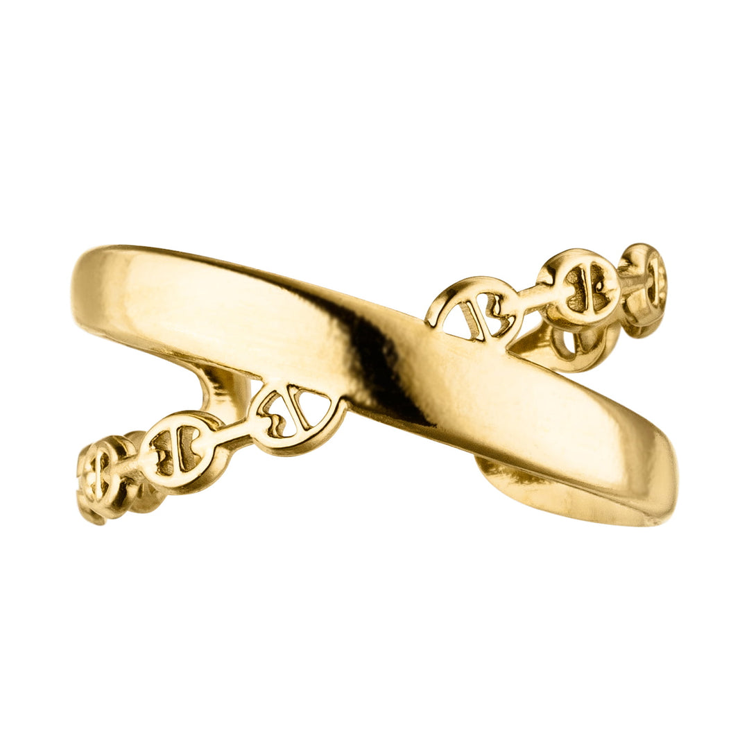 Crossed Ring 18K vergoldet wasserfest Edelstahl in Gold