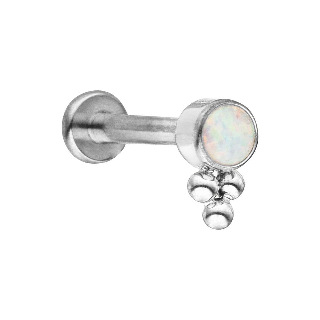 Titan Piercing Silber Opal Stein und drei Kügelchen