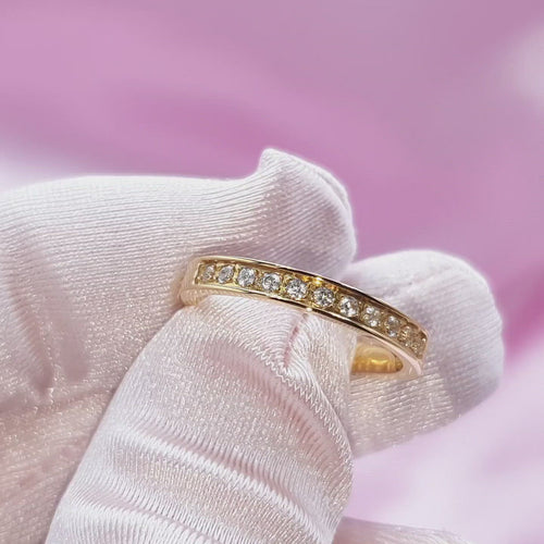 Edelstahl Ring mit Zirkonia Steinen 18 Karat vergoldet