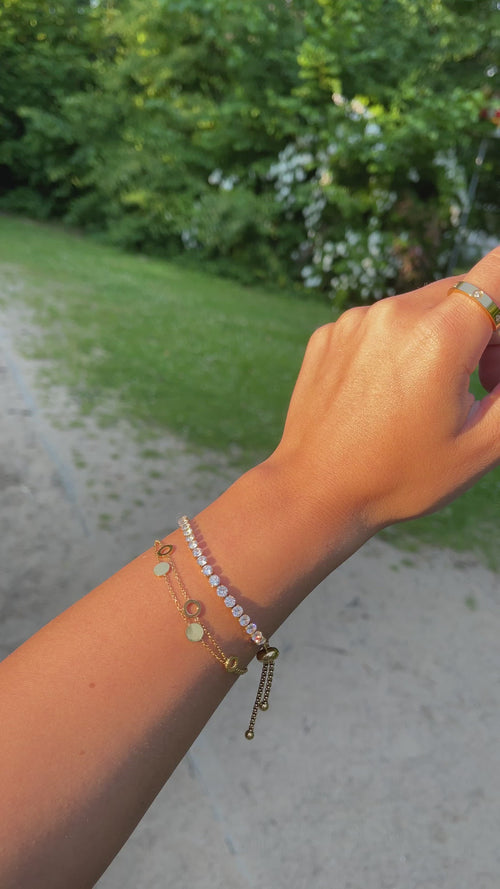 Tennis Armband Damen verstellbar 18K vergoldet wasserfest