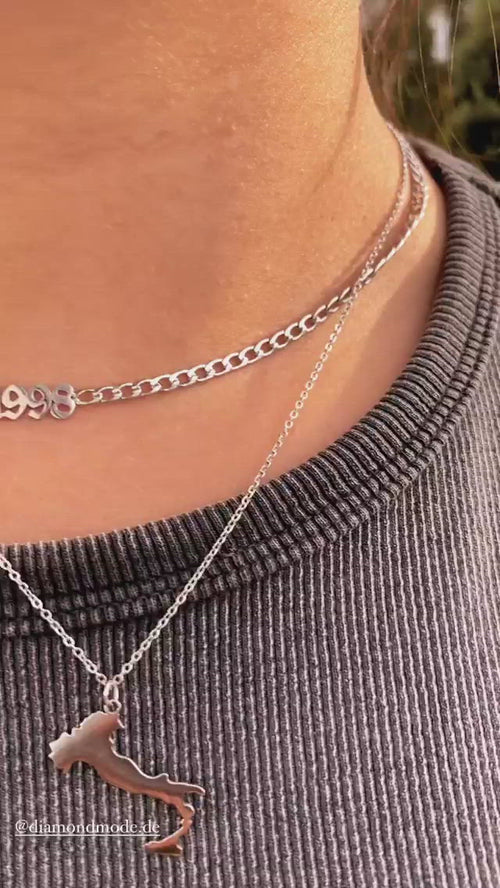Italien Stiefel Kette silber wasserfest Edelstahl Länderkette
