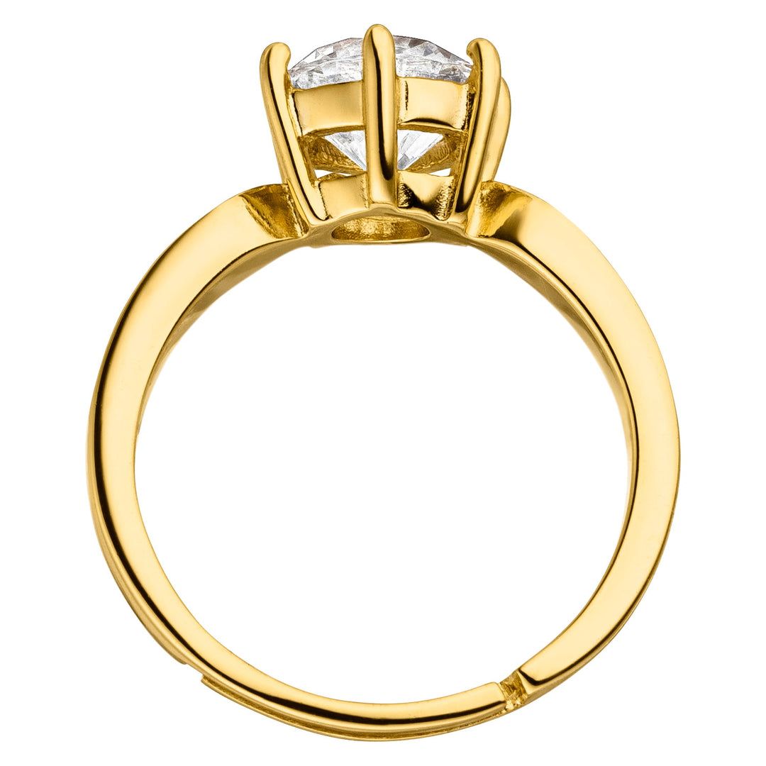 Goldener Zirkonia Ring aus Echtsilber mit Zirkonia Stein