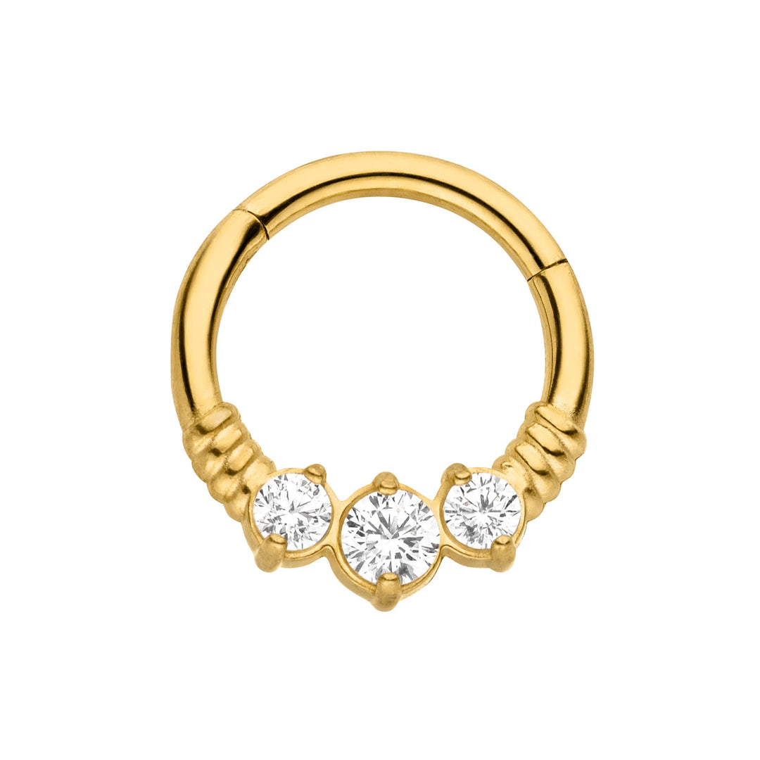 Clicker Piercing Segmentring wasserfest gold Zirkonia Chirurgenstahl