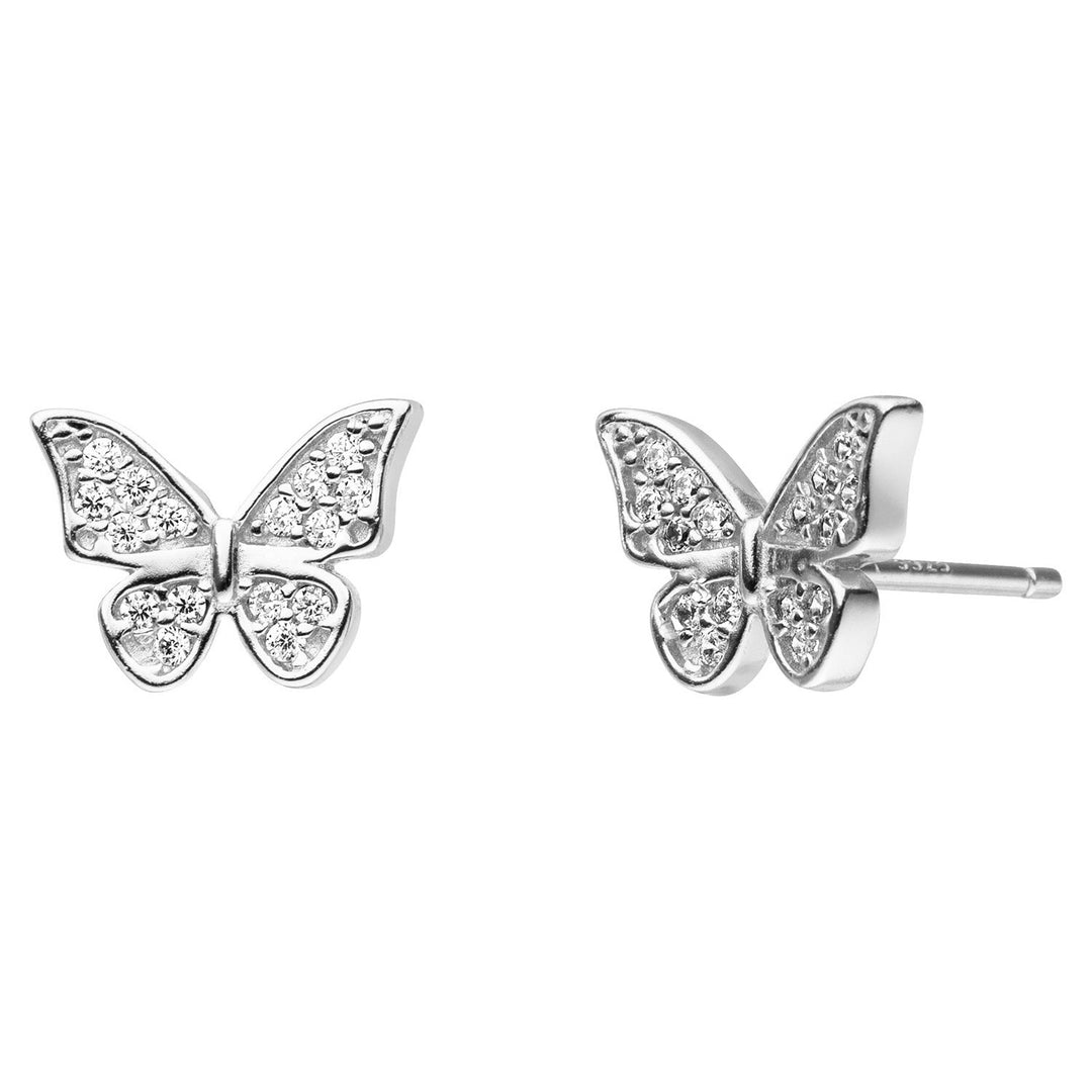 Schmetterling Ohrstecker silber 925er Echtsilber Schmetterlingohrstecker Zirkonia