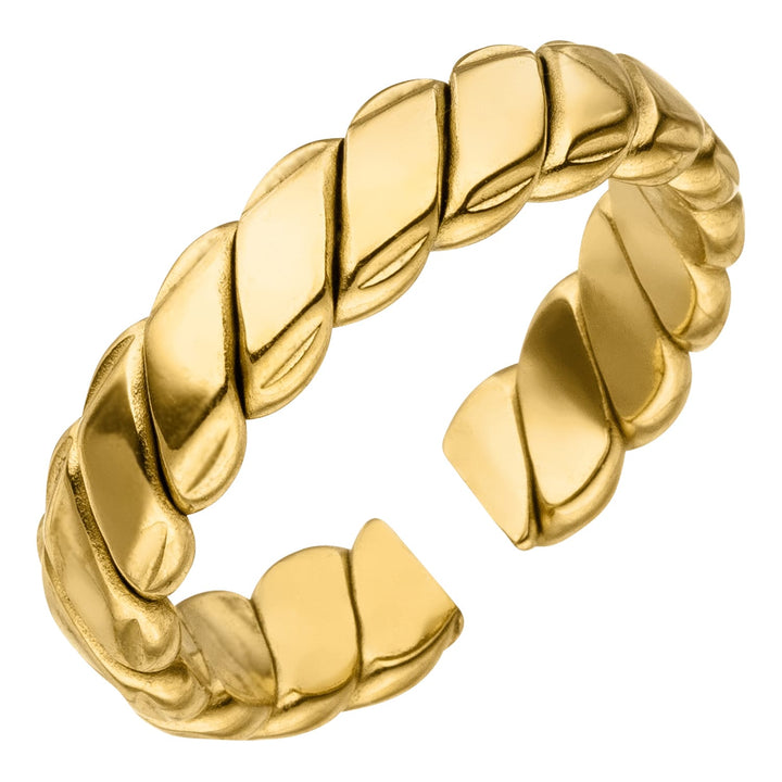 Wasserfester Kordel Ring gold Edelstahl 18K vergoldet verstellbar