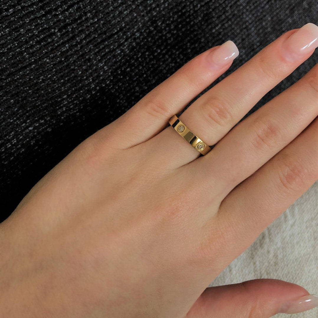 Zirkonia Ring Gold 18K vergoldet wasserfest für Frauen