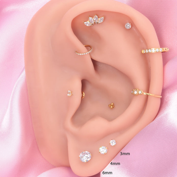 Chirurgenstahl Piercings 18K vergoldet mit Zirkonia