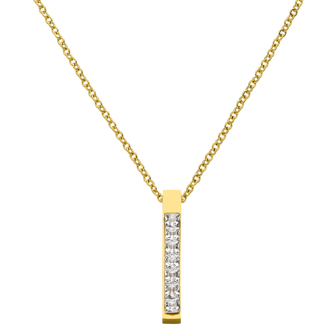 Personalisierte Kette mit Zirkonia Anhänger Stab graviebar