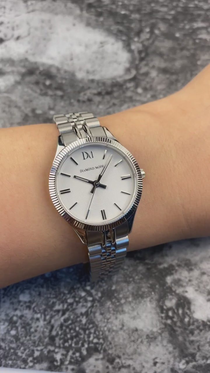Armbanduhr für Damen Silber Edelstahl wasserdicht