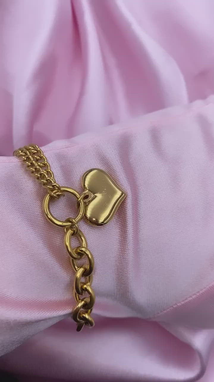 Herzarmband mit Gravur 18K vergoldet wasserfest personalisiert
