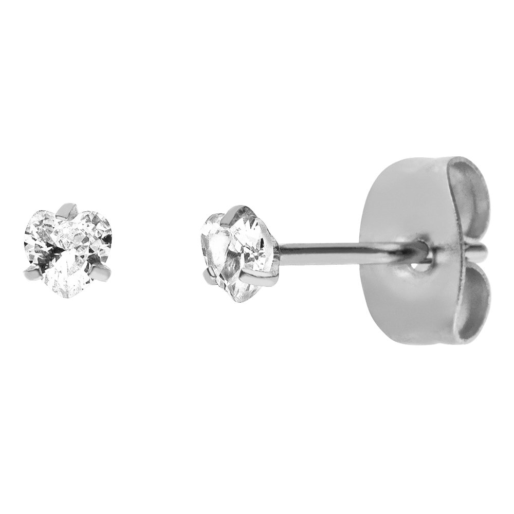 Herz Ohrstecker Zirkonia Silber wasserfest