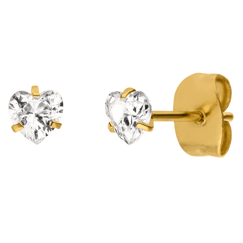 Ohrstecker mit Herz Zirkonia 18K vergoldet wasserfest
