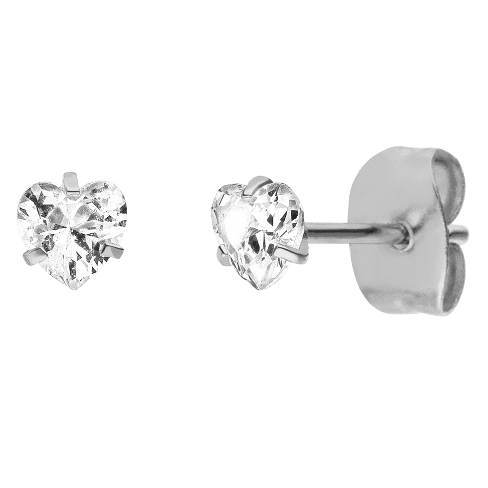 Herz Ohrstecker Silber Zirkonia wasserfest