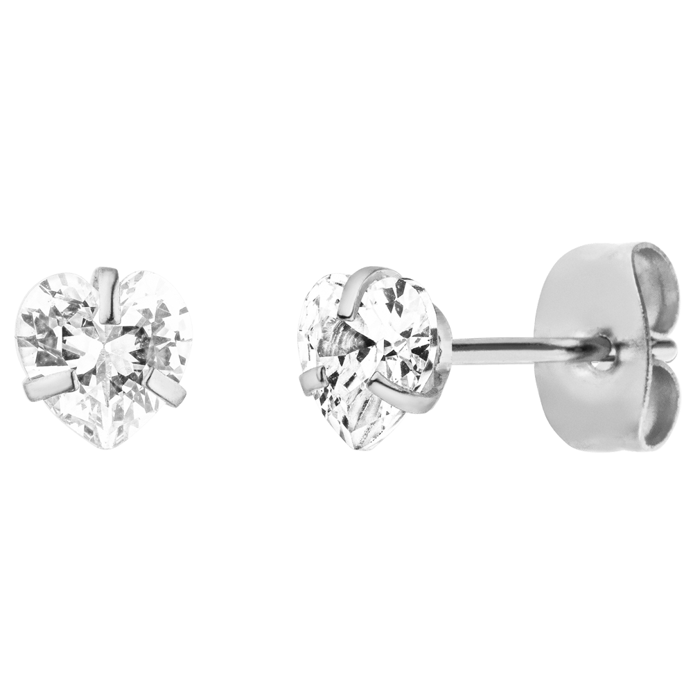 Herzohrstecker Silber Zirkonia wasserfest