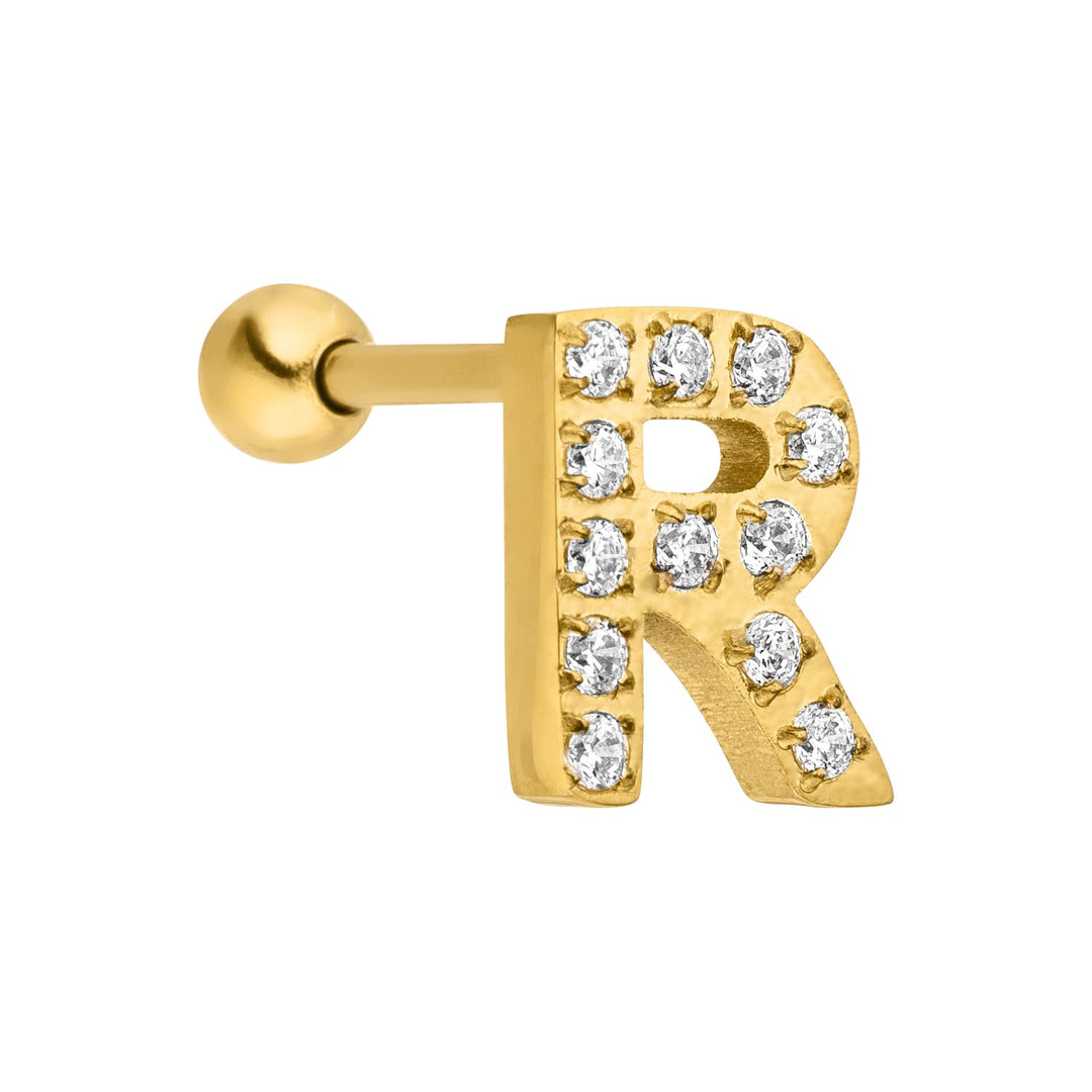 Buchstaben Piercing 18K vergoldet wasserfest Zirkonia Ohrpiercing